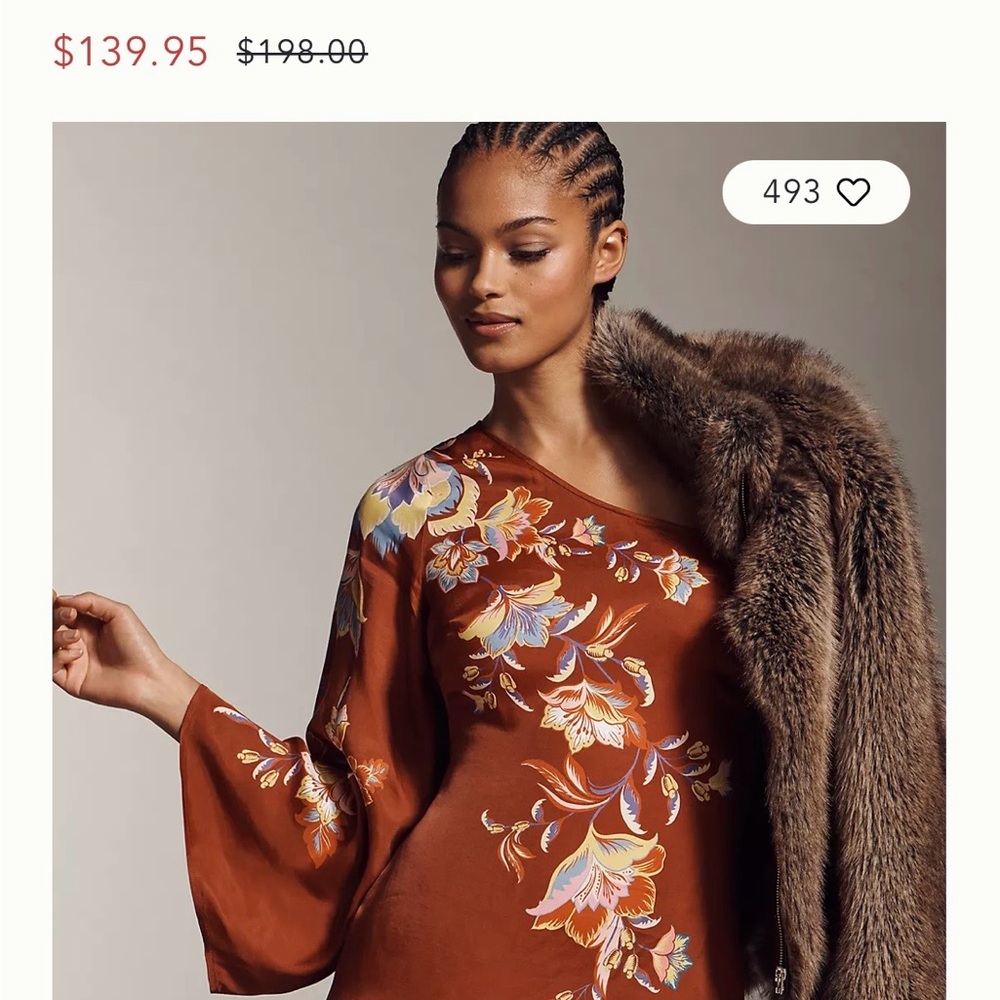 FARM Rio One Shoulder Dress in Brown and Floral